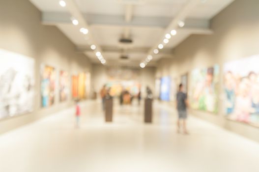 Blur or Defocus abstract image of People in Public Modern museum