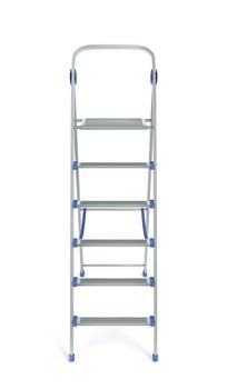 Aluminum step ladder on white background, front view