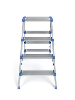 Small aluminum ladder on white background