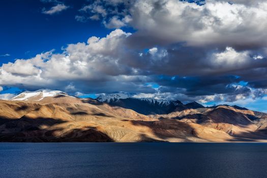Himalayan lake Tso Moriri on sunset, Korzok, Ladakh, India