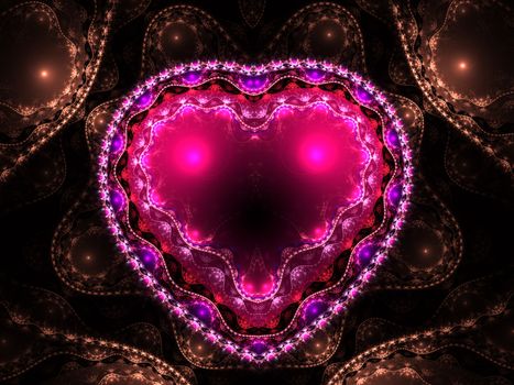 Valentines day sale background, flyers, invitation, posters, brochure, banners. Lacy valentine's day motive, fractal heart, digital art