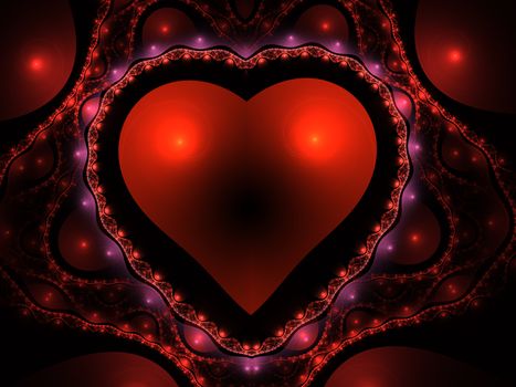 Valentines day sale background, flyers, invitation, posters, brochure, banners. Lacy valentine's day motive, fractal heart, digital art