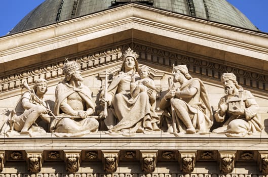 Facade detail of St. Stephen's Basilica in Budapest, Hungary