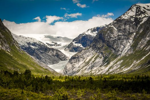 Landscape and Glacier in Norway. Nigardsbreen Jostedal Glacier in Norway