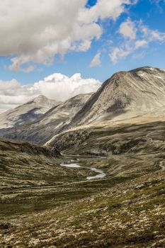 Landscape and mountains in the Rondane National Park in Norway.