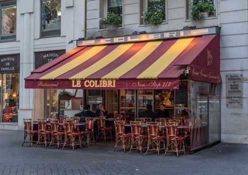 Paris, France -- November 3, 2017 -- A French bistro in Autmn morning.