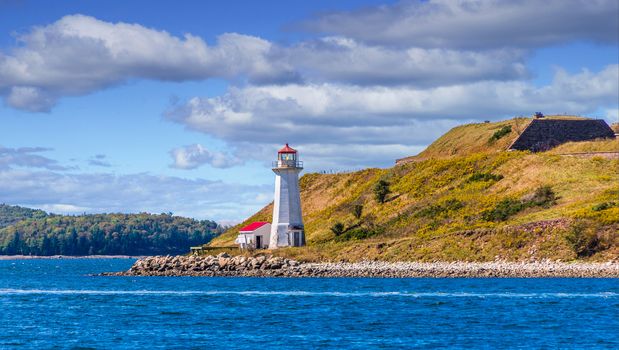 Small Lighthouse and Shed in Halifax, Nova Scotia, Canada