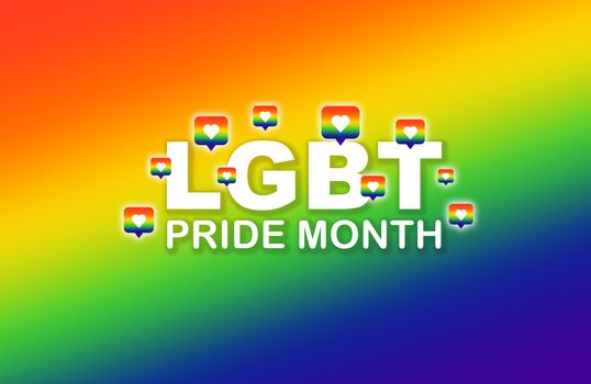 LGBT Pride Month in June concept. Lesbian, Gay, Bisexual and Transgender. Colorful rainbow colors, gradient blurred background.