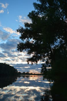 beautiful evening landscape with river