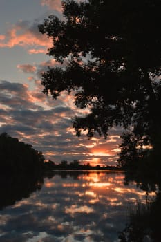 beautiful evening landscape with river