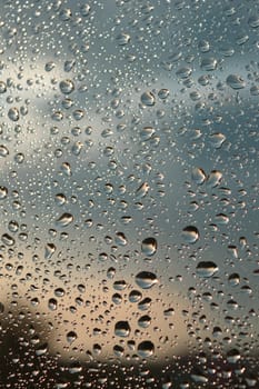 Drops of rain on the window, shallow dof.