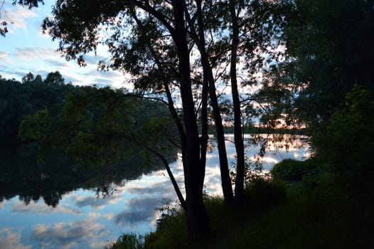 beautiful evening landscape with river