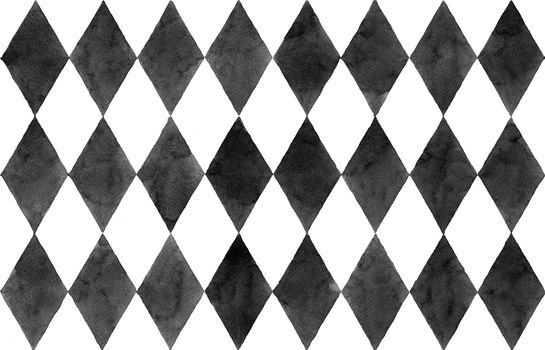 black and white diamond-shaped quadrangle background, Watercolor hand painting, Halloween concept.
