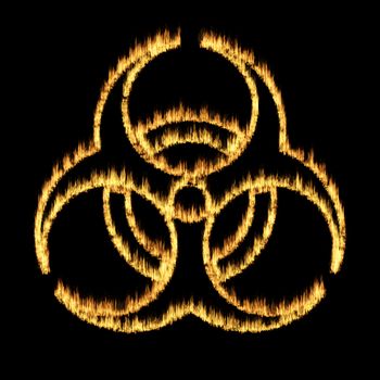 Warning symbol of a biohazard sign from flames - abstract illustration