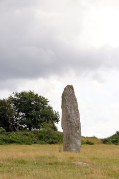 Menhir of Goresto in Canihuel, department Cotes-d'Armor, Brittany, France