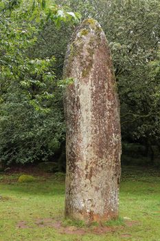 Menhir de Kerampeulven, Berrien, departement Finistere, Brittany, France