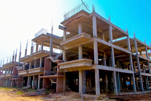 Ujjain, Madhya Pradesh, India,- june 2019 : view of an under construction buildings in ujjain