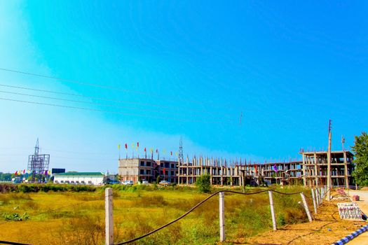 Ujjain, Madhya Pradesh, India,- june 2019 : view of an under construction buildings in ujjain