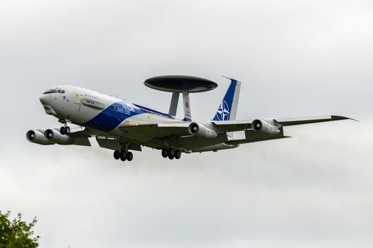 NATO E-3 AWACS aircraft flying through RAF Mildenhall