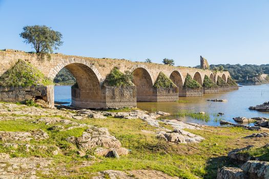 Ajuda bridge over the Guadiana river between Elvas, Portugal and Olivenza, Spain.