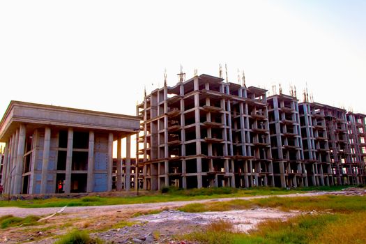 ahmedabad, Gujrat, India,- june 2019 : view of an new construction of big buildings in ahmedabad
