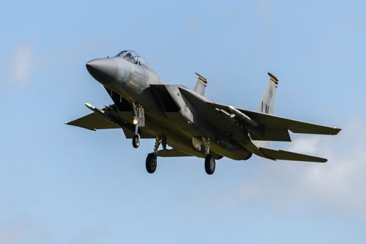 F-15 Eagle Jet on final approach to land at RAF Lakenheath