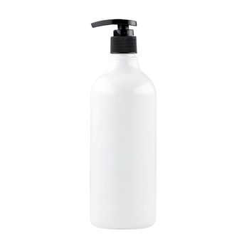 Cosmetic white plastic bottle isolated on white background
