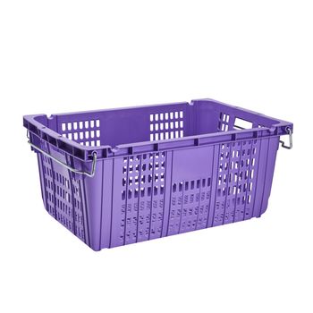 Purple plastic basket isolated on white background