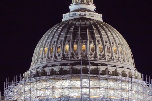 The white house building at night. The lights of the white house.