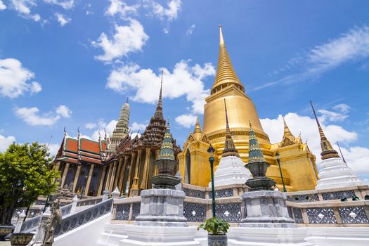 Wat Phra Kaew, Thailand  - June 08, 2020 :- Temple of the Emerald Buddha (officially known as Wat Phra Sri Rattana Satsadaram is regarded as the most important Buddhist temple in Thailand and is a tourist attraction and is a landmark of Thailand