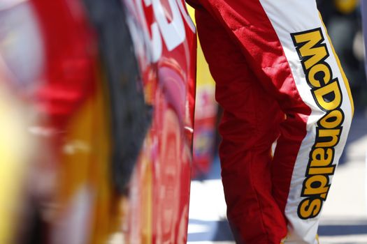 Kyle Larson (42) gets ready to qualify for the FanShield 500 at Phoenix Raceway in Avondale, Arizona.