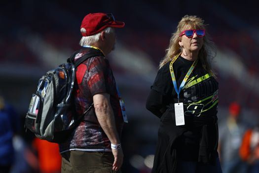 Fans get ready to watch qualifing for the FanShield 500 at Phoenix Raceway in Avondale, Arizona.