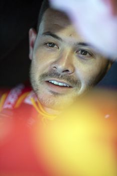 Kyle Larson (42) takes to the track to practice for the FanShield 500 at Phoenix Raceway in Avondale, Arizona.