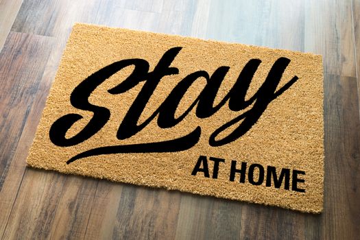 Stay At Home Welcome Mat On Floor.