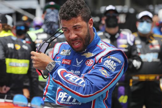 Darrell Wallace, Jr (43) gets ready for the GEICO 500 at Talladega Superspeedway in Lincoln, Alabama.