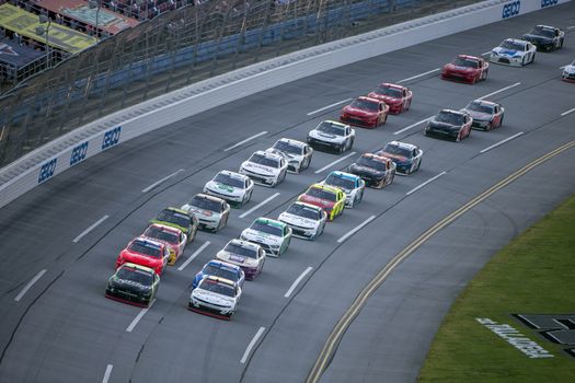 Ross Chastain (10) races for the UNHINGED 300 at Talladega Superspeedway in Lincoln, Alabama.