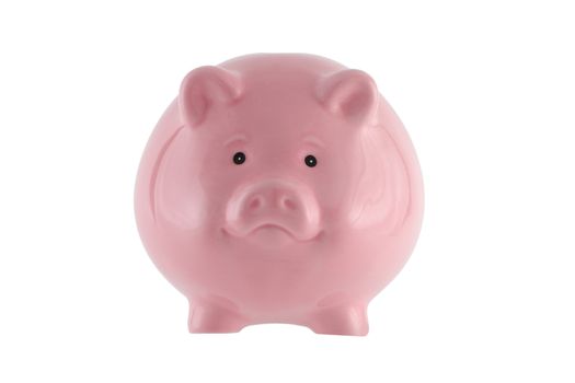 A pink piggy bank isolated on white with clipping path