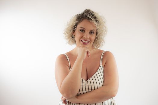 Portrait of a blonde woman with friendly face