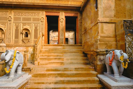 Laxmi Nath Ji Ka Mandir Laxminath Temple Hindu shrine inside Jaisalmer Fort. Jaisalmer, Rajasthan, India