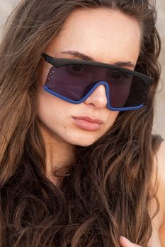 woman sunglass fashion accessories on beach modern model girl