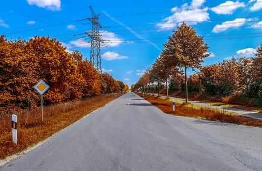 Beautiful panorama view on a golden autumn landscape in the middle of october