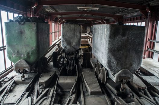 Mine cart in a former coal mine in Essen, Germany
