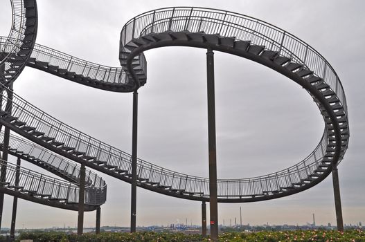 Watchtower on a stone mountain in Bottrop, Germany.