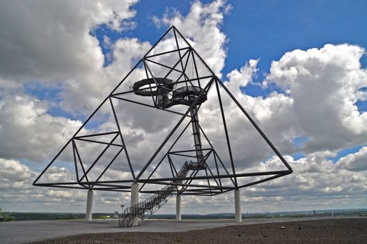 Watchtower on a stone mountain in Bottrop, Germany.