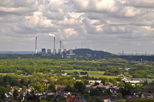 View on industry in the city of Bottrop, Germany.