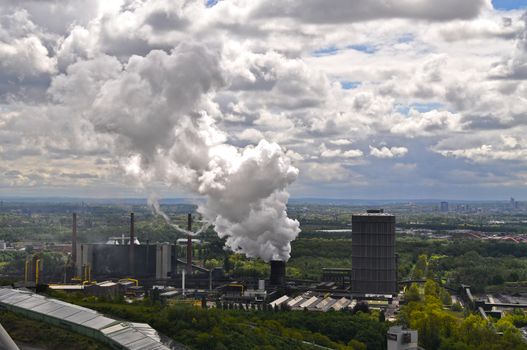 View on industry in the city of Bottrop, Germany.