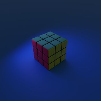 rubik's cube 3d render. Abstraction illustration. puzzle cube