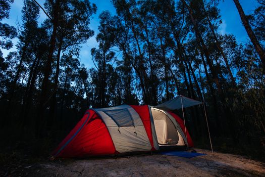 Camping in the Grampians Smiths' Mill Campground at night on a cool autumn evening