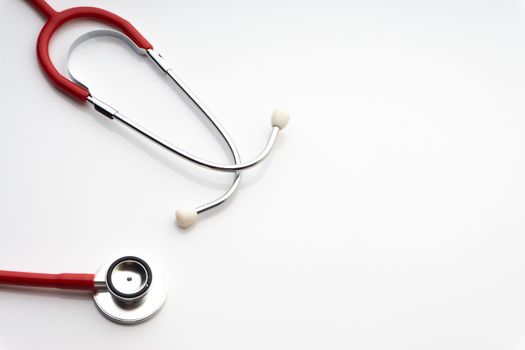 Stethoscope on white background. Healthcare dan Copy Space concept