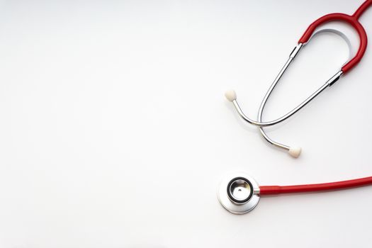 Stethoscope on white background. Healthcare dan Copy Space concept